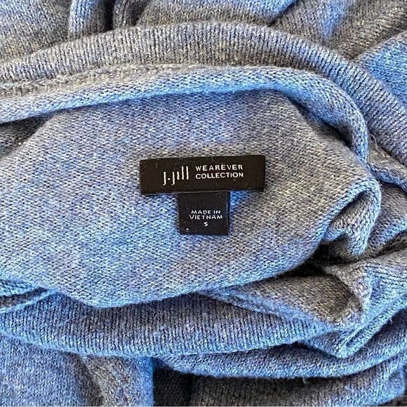 J Jill Wearever Blue Heather Front Pocket Roll Neck Oversized Tunic Sweater Sz S - Picture 5 of 10